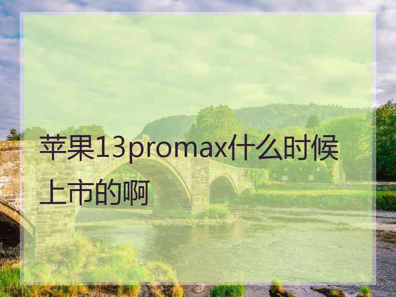 苹果13promax什么时候上市的啊