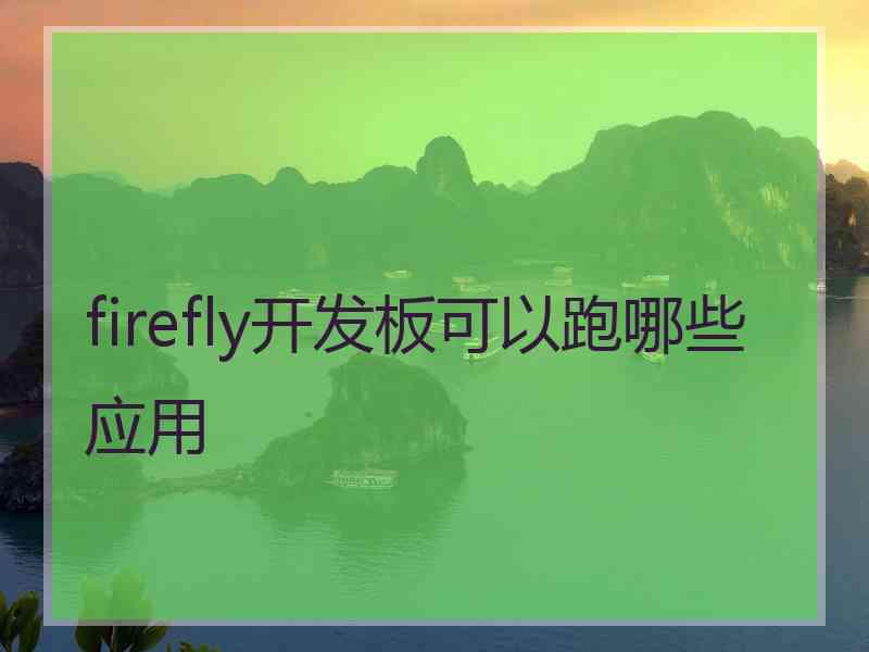 firefly开发板可以跑哪些应用