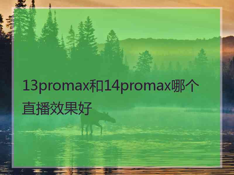 13promax和14promax哪个直播效果好