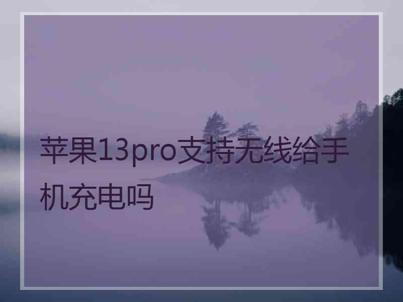 苹果13pro支持无线给手机充电吗