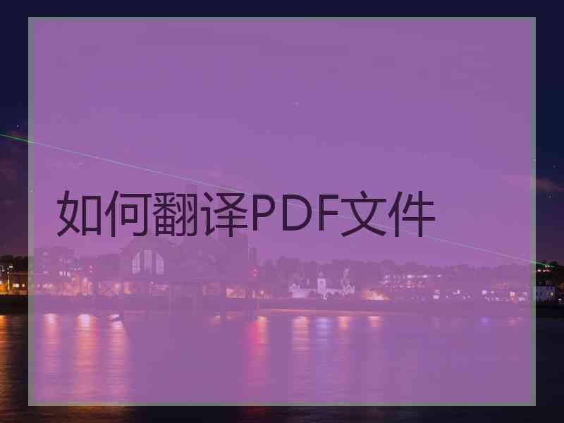 如何翻译PDF文件