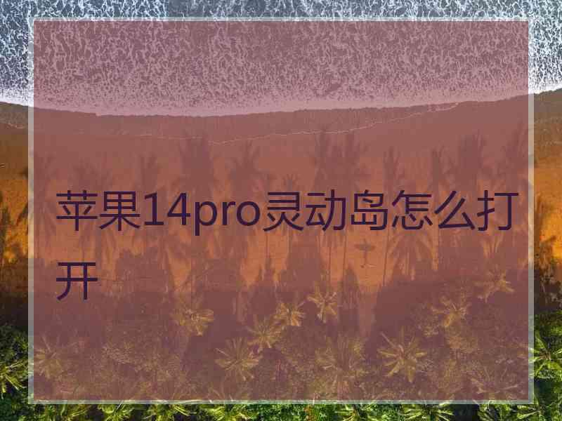 苹果14pro灵动岛怎么打开