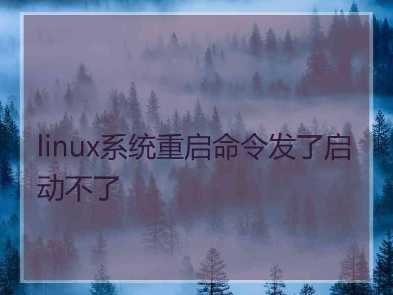 linux系统重启命令发了启动不了