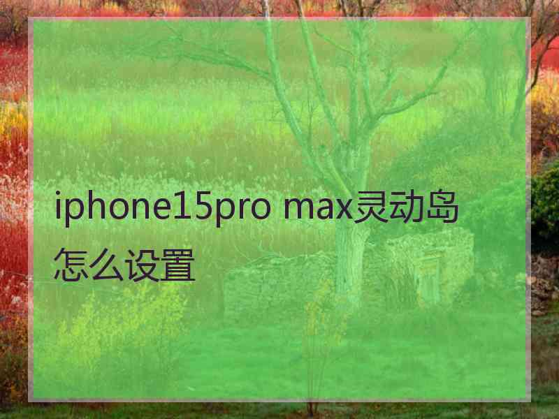 iphone15pro max灵动岛怎么设置