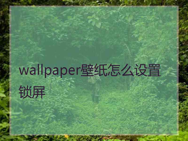 wallpaper壁纸怎么设置锁屏