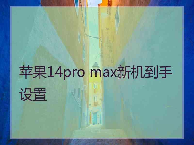 苹果14pro max新机到手设置