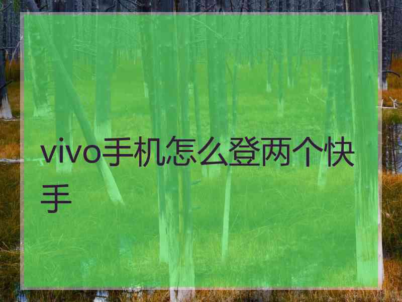 vivo手机怎么登两个快手