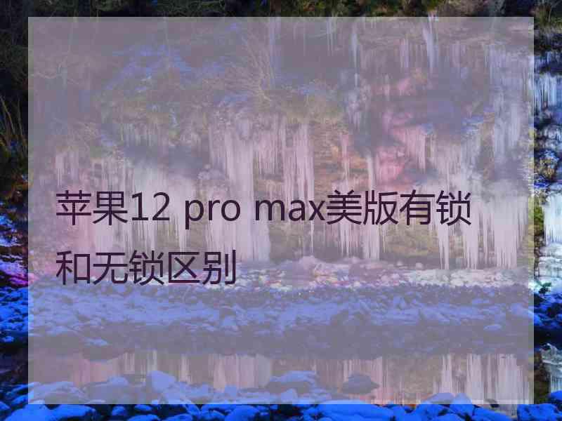 苹果12 pro max美版有锁和无锁区别