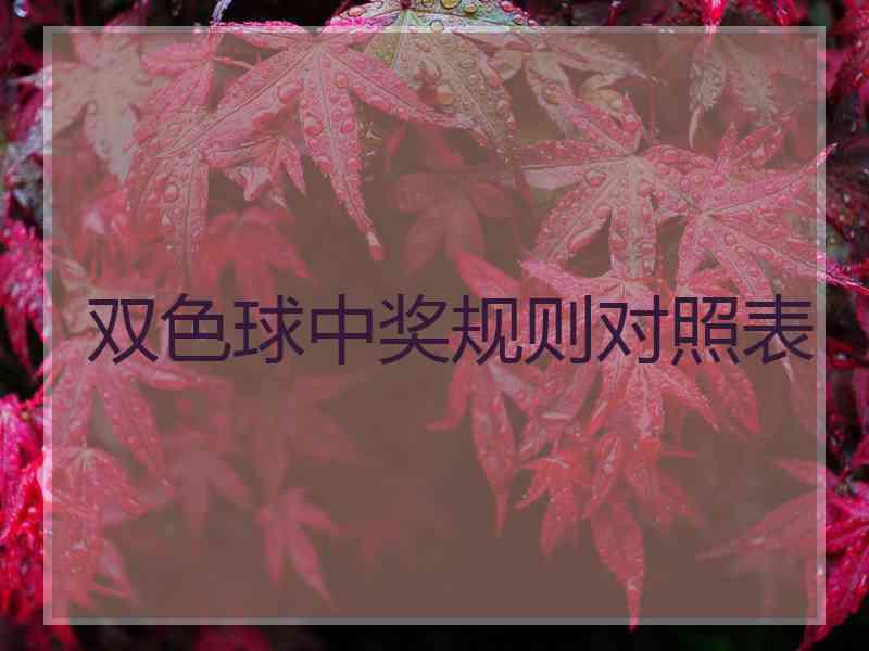 双色球中奖规则对照表