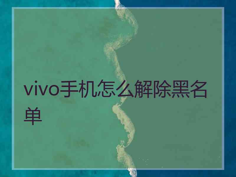 vivo手机怎么解除黑名单