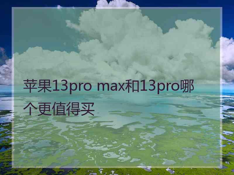 苹果13pro max和13pro哪个更值得买