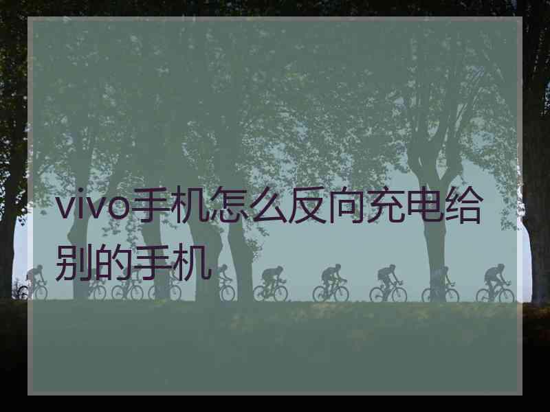 vivo手机怎么反向充电给别的手机