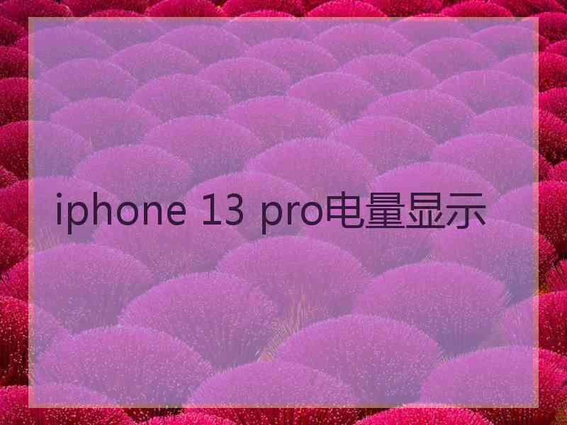 iphone 13 pro电量显示