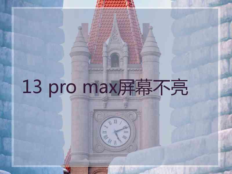 13 pro max屏幕不亮