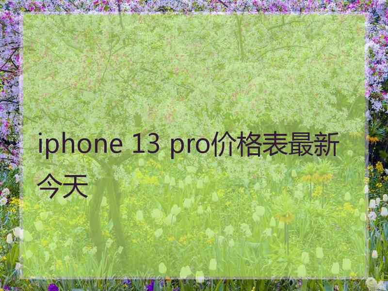 iphone 13 pro价格表最新今天