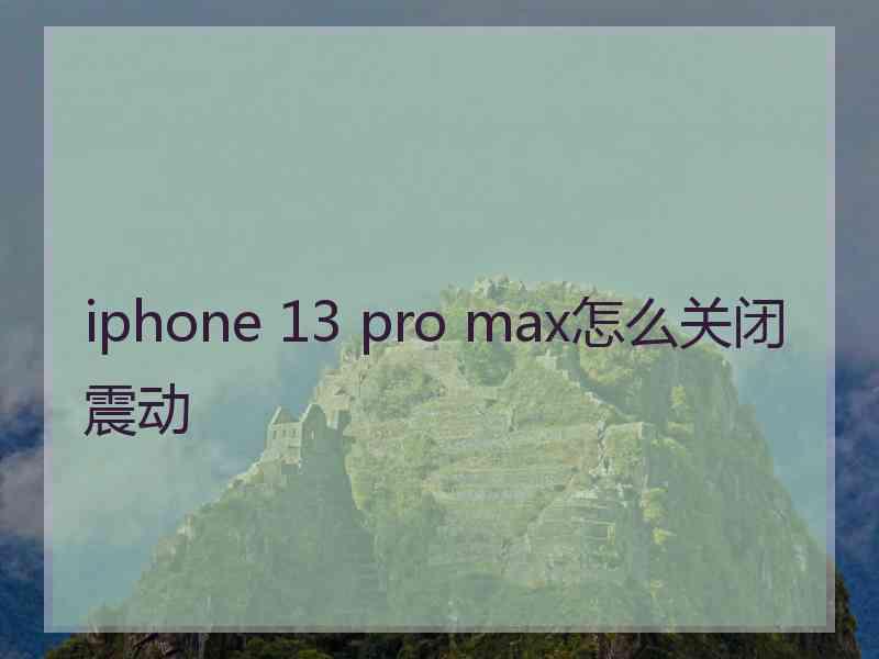 iphone 13 pro max怎么关闭震动