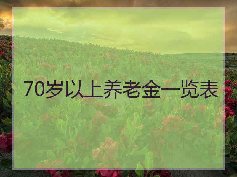 70岁以上养老金一览表