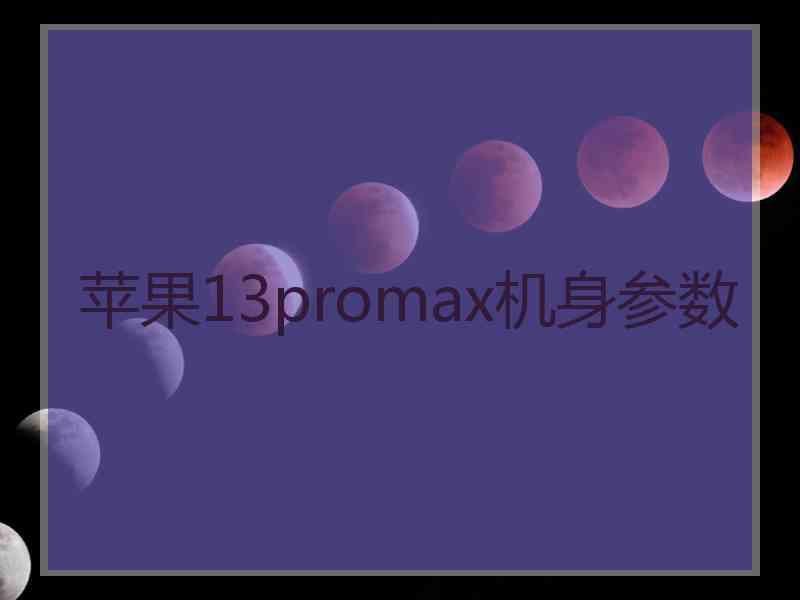 苹果13promax机身参数