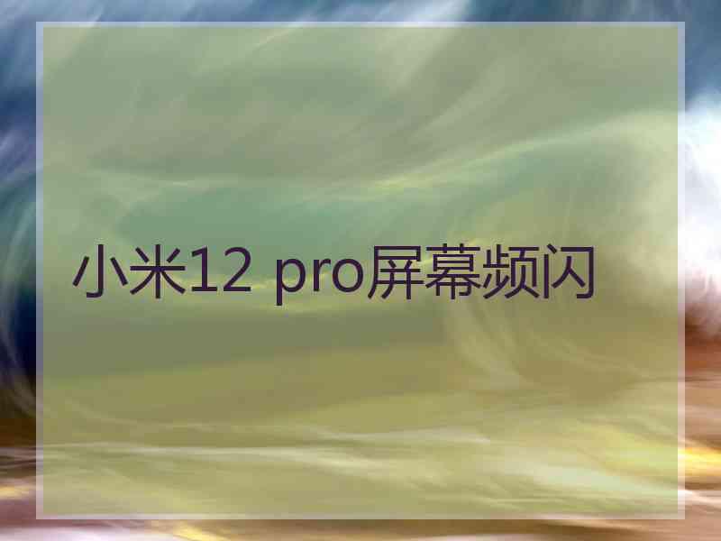 小米12 pro屏幕频闪