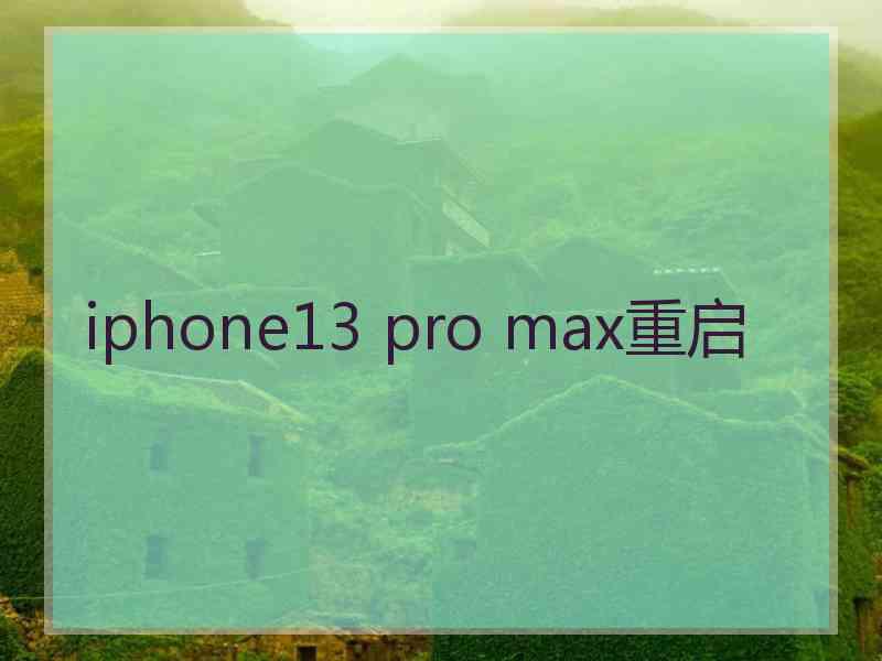 iphone13 pro max重启