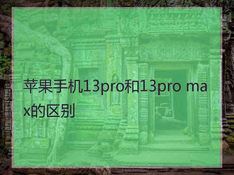 苹果手机13pro和13pro max的区别