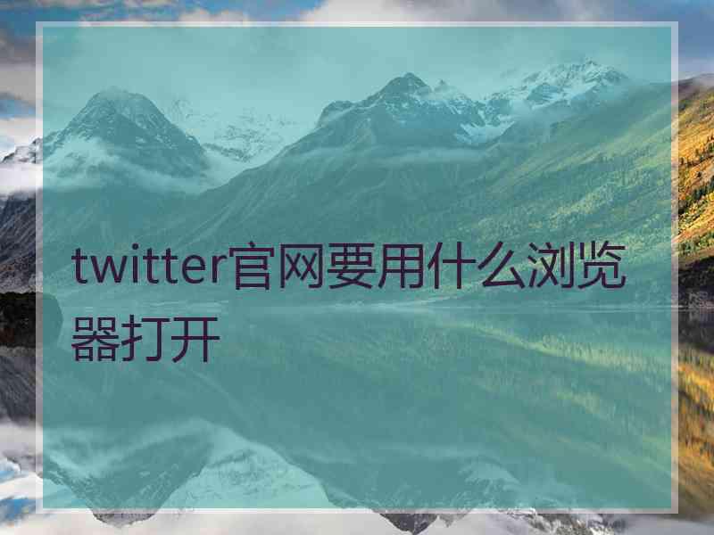 twitter官网要用什么浏览器打开