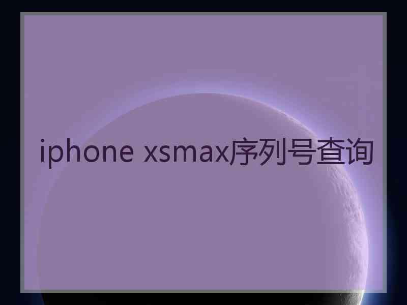 iphone xsmax序列号查询