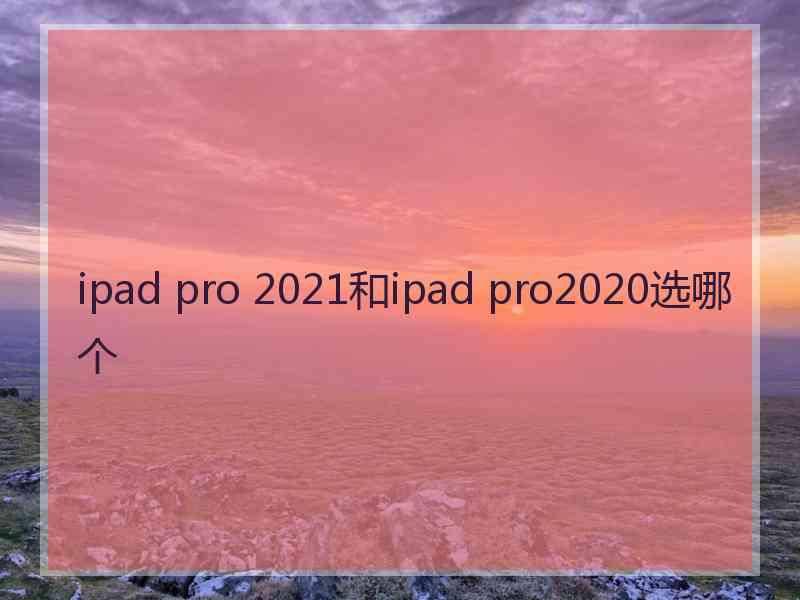 ipad pro 2021和ipad pro2020选哪个