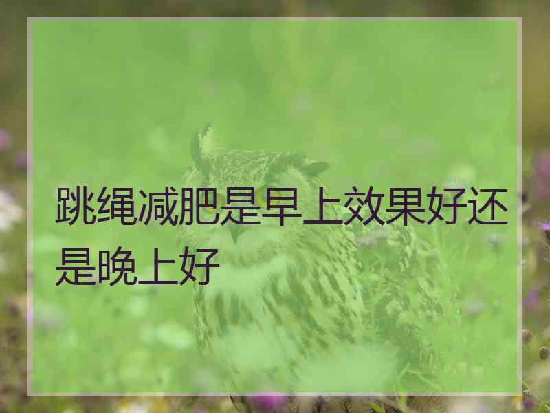 跳绳减肥是早上效果好还是晚上好