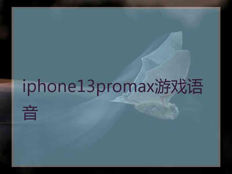 iphone13promax游戏语音