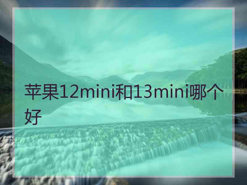 苹果12mini和13mini哪个好