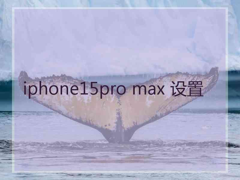 iphone15pro max 设置