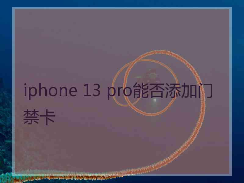 iphone 13 pro能否添加门禁卡