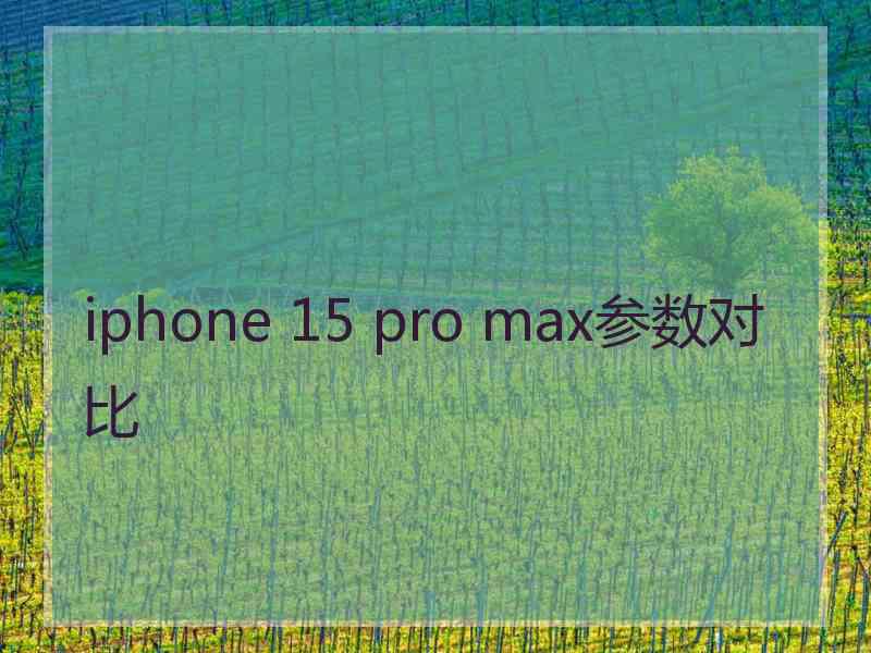 iphone 15 pro max参数对比