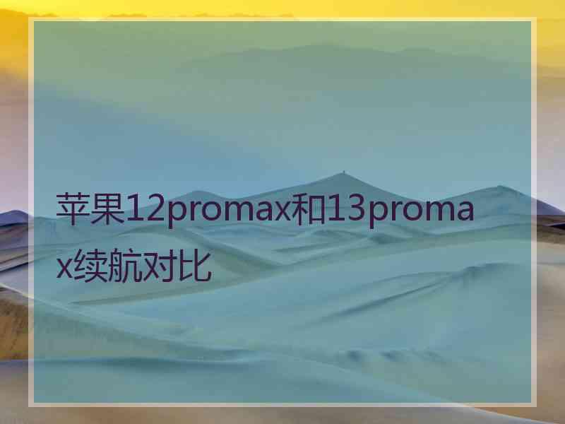 苹果12promax和13promax续航对比