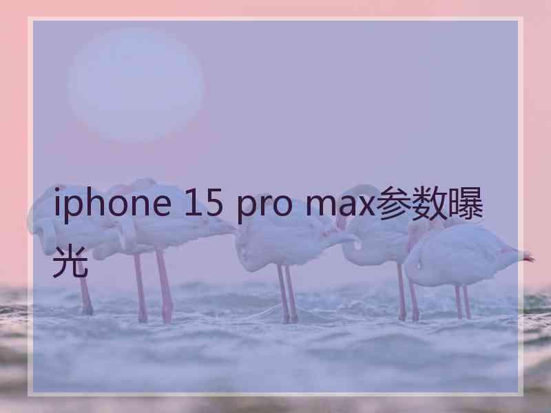 iphone 15 pro max参数曝光