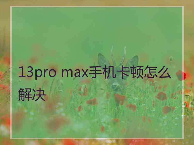 13pro max手机卡顿怎么解决