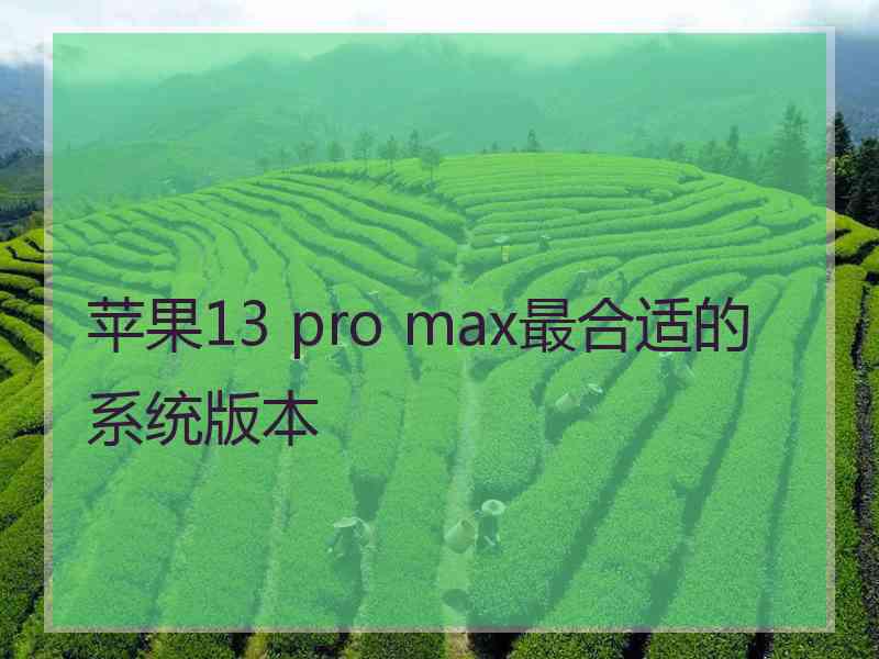 苹果13 pro max最合适的系统版本