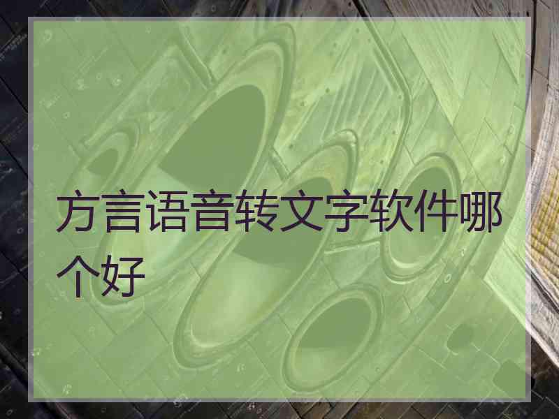 方言语音转文字软件哪个好