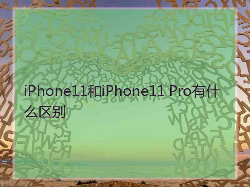 iPhone11和iPhone11 Pro有什么区别