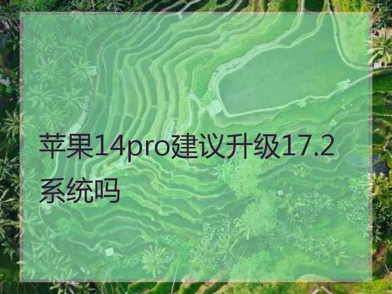 苹果14pro建议升级17.2系统吗