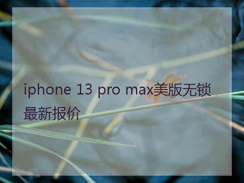 iphone 13 pro max美版无锁最新报价