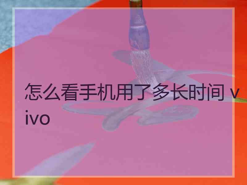 怎么看手机用了多长时间 vivo