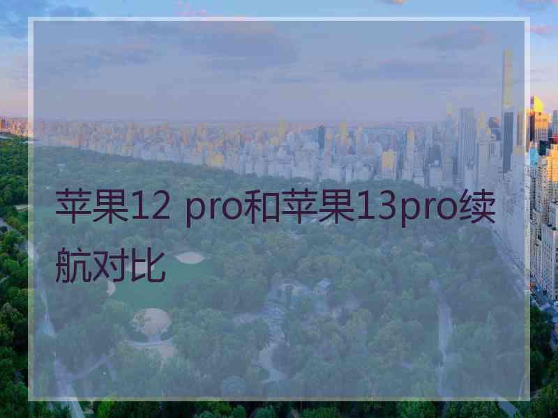 苹果12 pro和苹果13pro续航对比