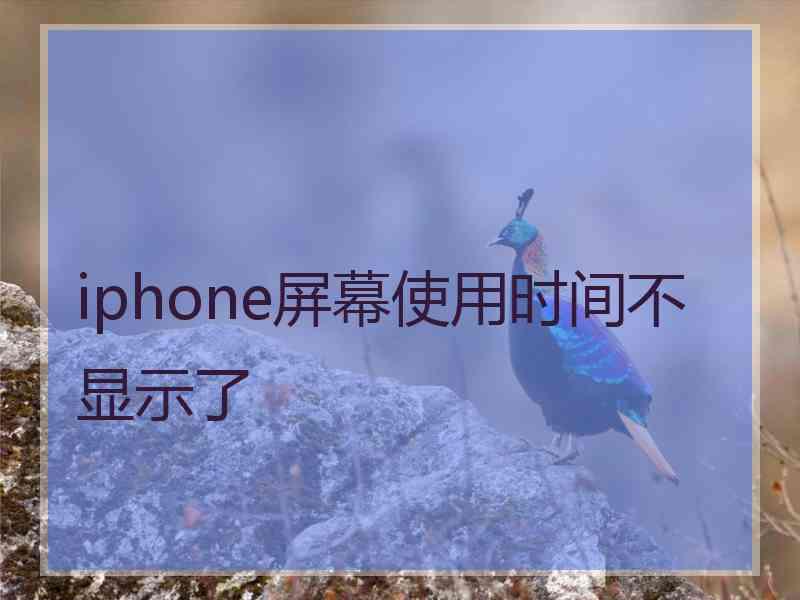 iphone屏幕使用时间不显示了