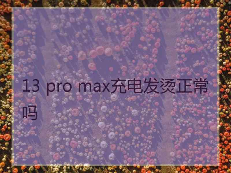 13 pro max充电发烫正常吗