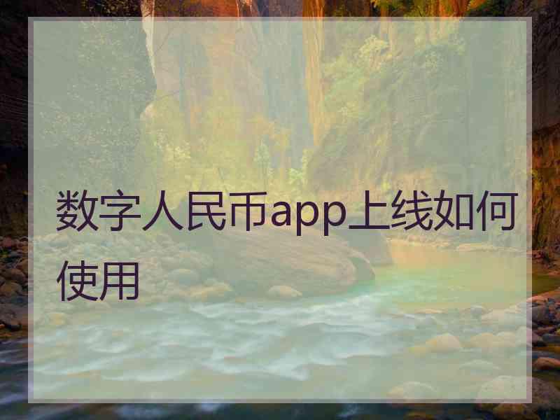 数字人民币app上线如何使用