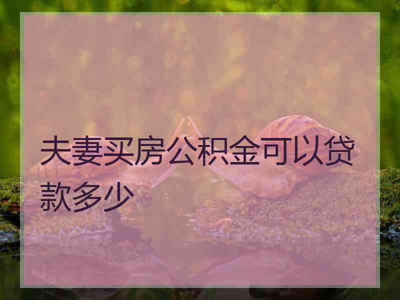 夫妻买房公积金可以贷款多少