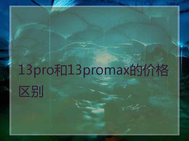 13pro和13promax的价格区别