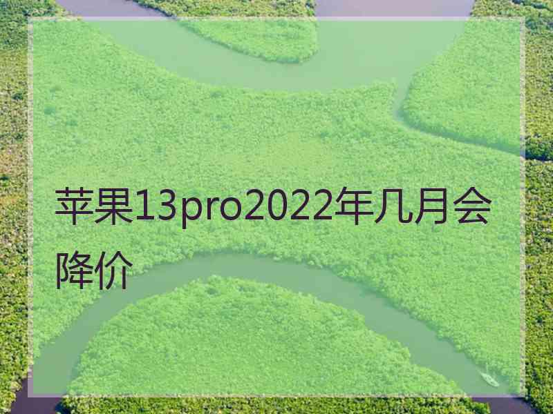 苹果13pro2022年几月会降价